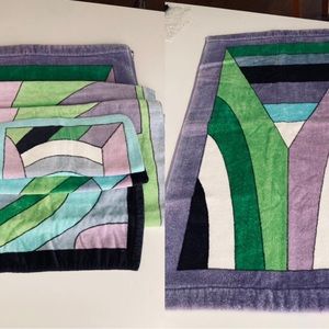 S O L D c 60s EMILIO PUCCI Vintage Towel Set 6 Piece Midcentury Mod TerryCloth